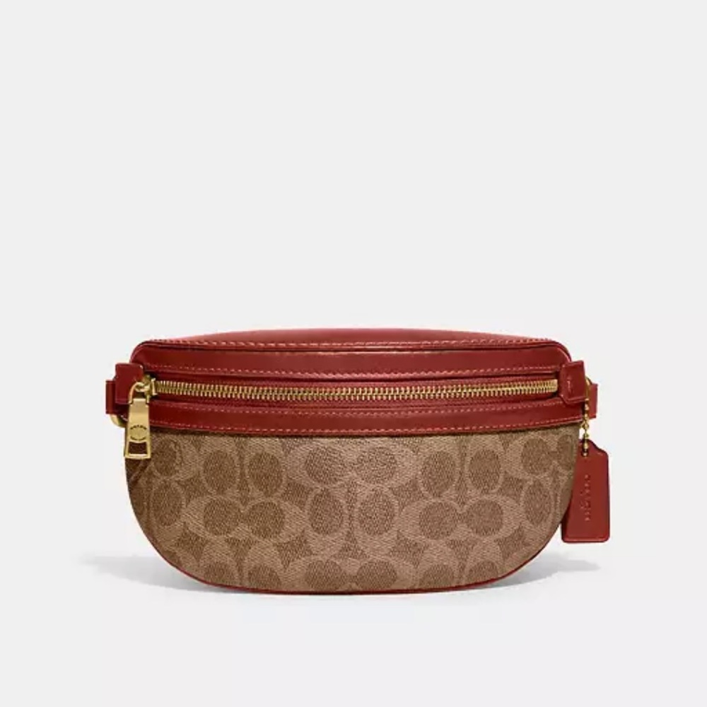 COACH BETHANY BELT BAG IN SIGNATURE CANVAS BRASS/TAN/RUST